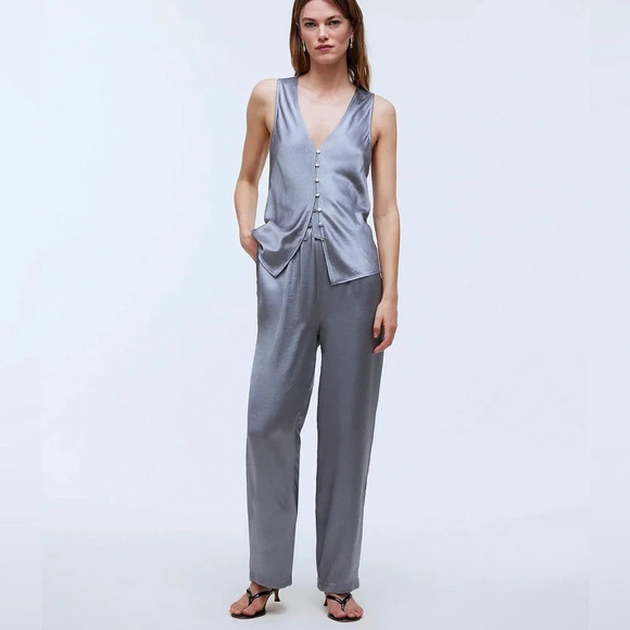 Madewell Straight-Leg Full-Length Pants in Satin Size Small - Picture 1 of 5